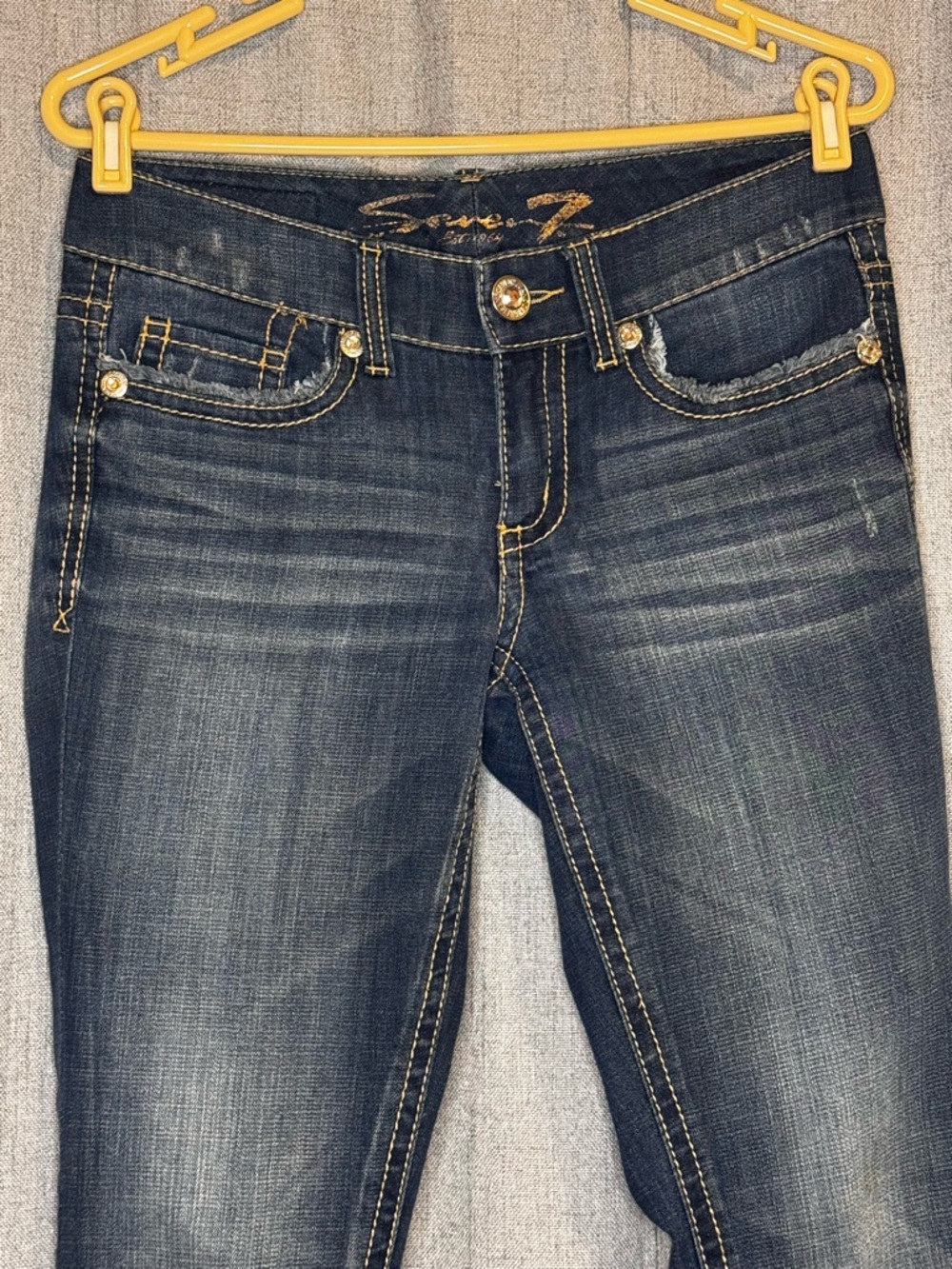 Seven7 Dark Blue Skinny Jeans with Embellished Back Pockets - Picture 7 of 12